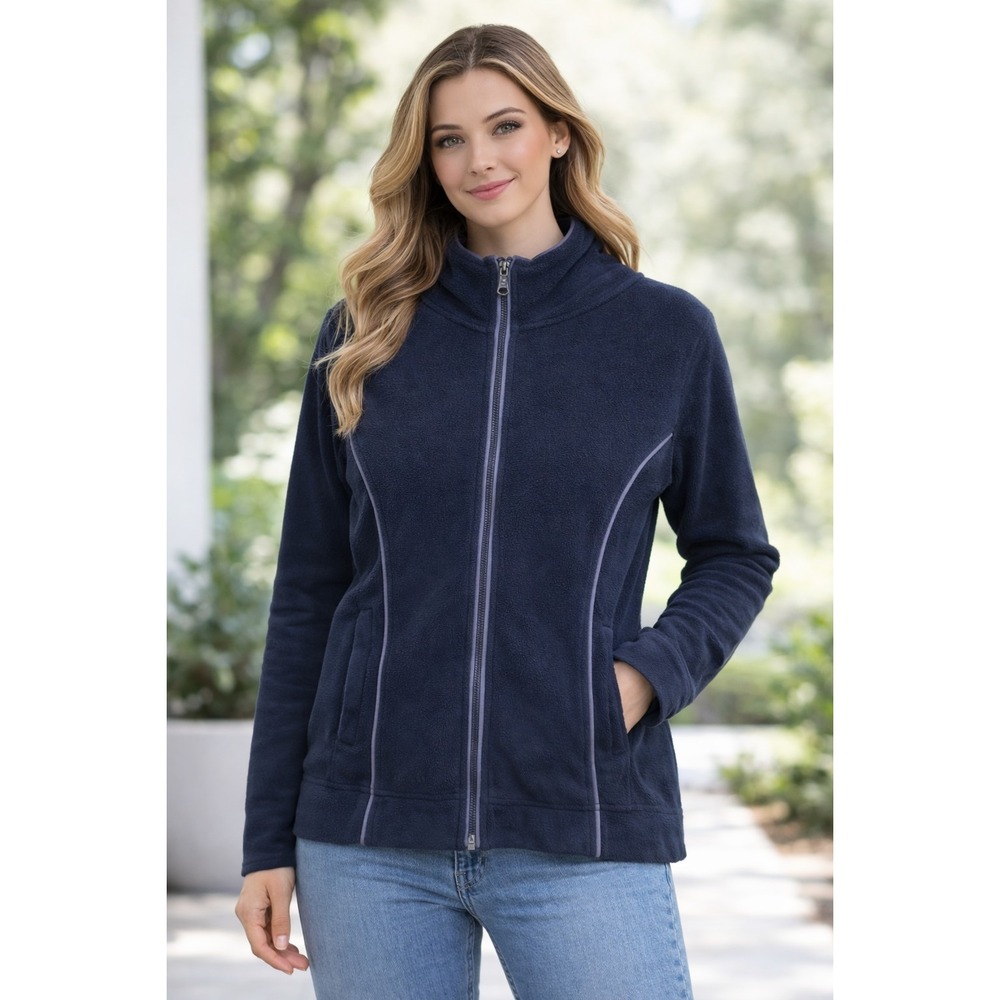 Columbia Black Full Zip Hooded Fleece Jacket Women's MEDIUM
